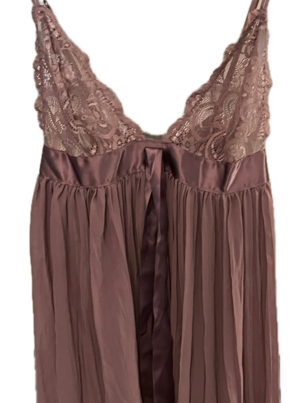 VS Lace-Trim Satin Babydoll in Dusty Rose Plum